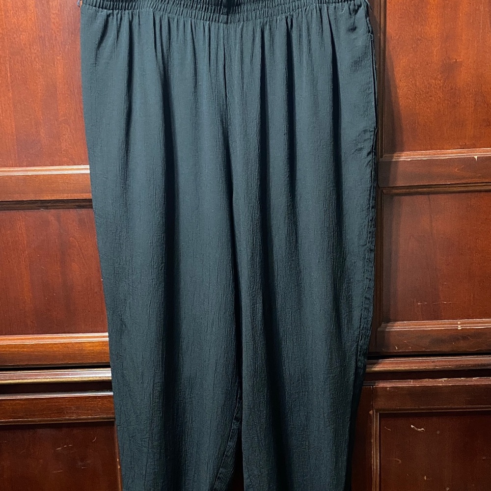 August Max Woman Vintage plus size 24 Black grooved Pants